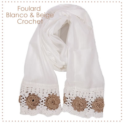 Foulard Blanco y Beige Crochet